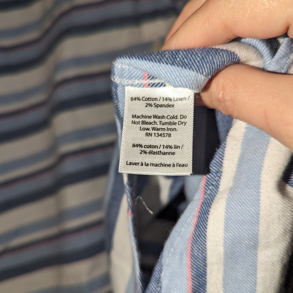 Vineyard Vines Slim Fit Murray Cotton Linen Button Down Casual Shirt Blue Pink - Picture 8 of 8